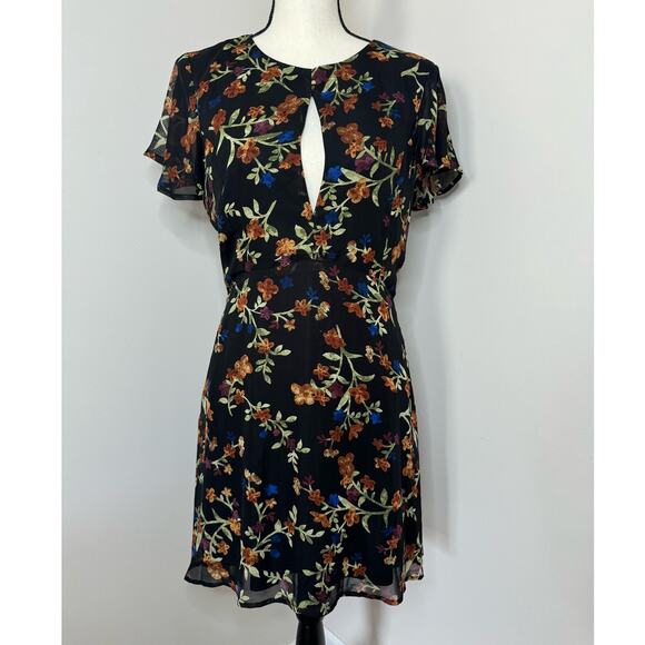 NWT GB Dress Women's Medium Flare Above Knee A-Line Zip Up Black Short Sleeve - Picture 8 of 8